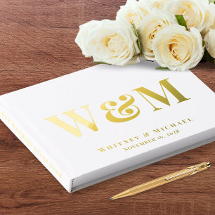 Elegant Monogram Photo Wedding Guest Book