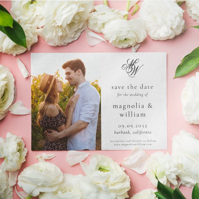 Elegant Monogram Photo Wedding Save The Date (Creator Uploaded)
