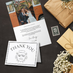 Elegant Monogram Photo Wedding  Thank You Card