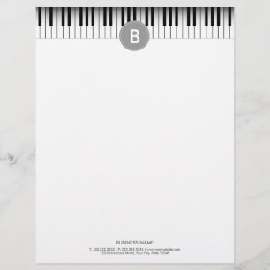 Elegant Monogram Piano Keys Letterhead Template
