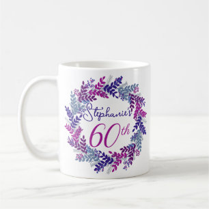 Elegant Monogram Pink and Purple 60th Birthday Coffee Mug
