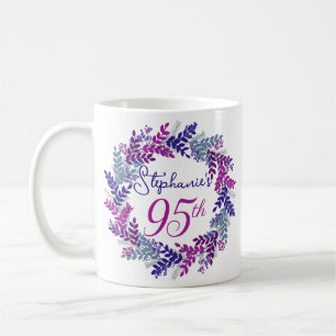 Elegant Monogram Pink and Purple 95th Birthday Coffee Mug