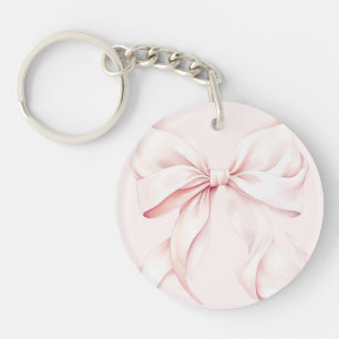 Elegant Monogram Pink Bow  Key Ring