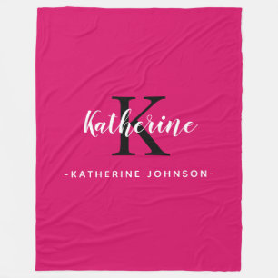Elegant Monogram Pink Fleece Blanket
