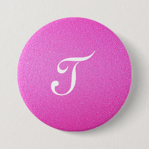Elegant Monogram pink glitter 7.5 Cm Round Badge