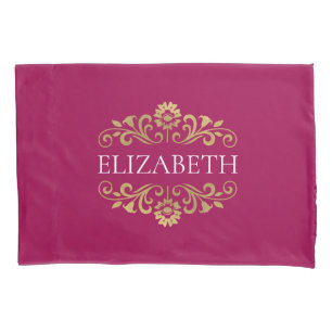 Elegant Monogram Pink Gold Pillow Case