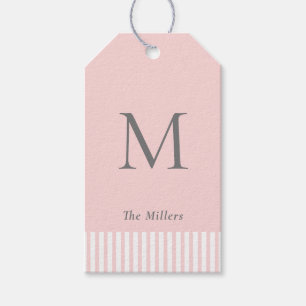 Elegant Monogram Pink & Grey  Gift Tags