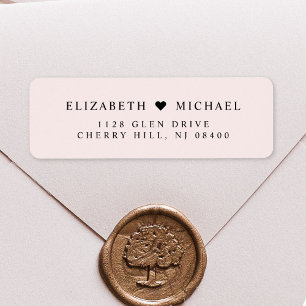 Elegant Monogram Pink Wedding Return Address