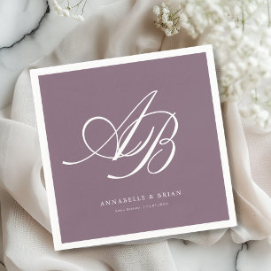 Elegant Monogram Plum Wedding  Napkin