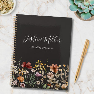 Elegant Monogram Pretty Watercolor Wildflower  Planner