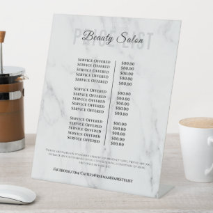 Elegant Monogram price list table top signs