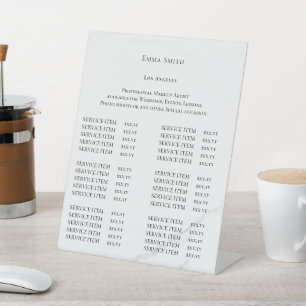 Elegant Monogram price list table top signs