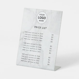 Elegant Monogram price list table top signs