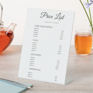 Elegant Monogram price list table top signs