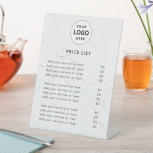 Elegant Monogram price list table top signs