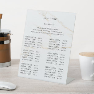 Elegant Monogram price list table top signs