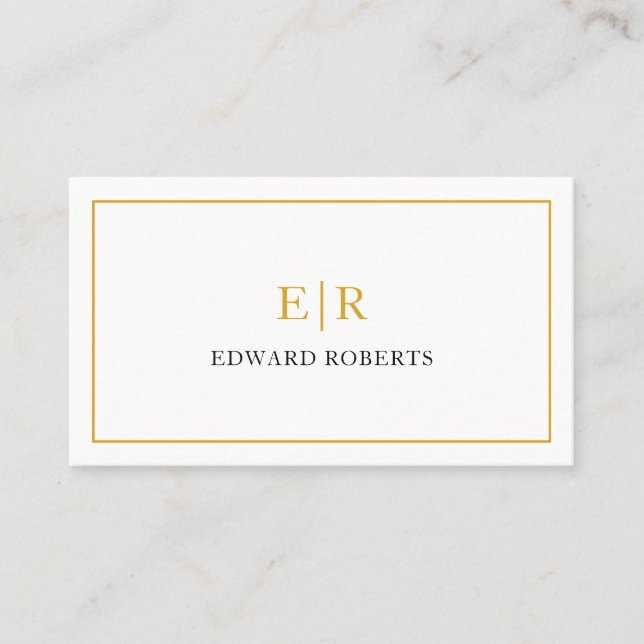 Elegant Monogram Professional Gold Business Card (Front)
