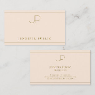 Elegant Monogram Professional Luxury Silk Paper Business Card