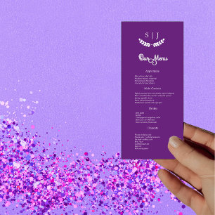 Elegant Monogram Purple Jewel Tone Dinner Menu