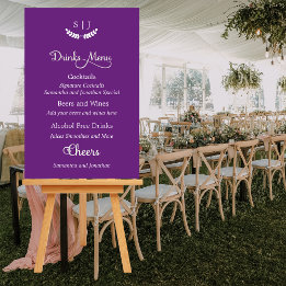 Elegant Monogram Purple Jewel Tone Drinks Menu