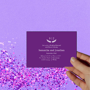 Elegant Monogram Purple Jewel Tone Rehearsal  Invitation