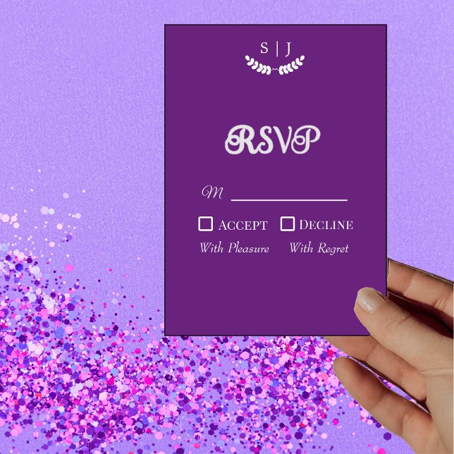 Elegant Monogram Purple Jewel Tone RSVP Card (Creator Uploaded)
