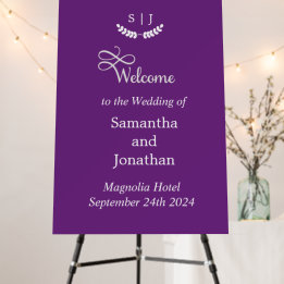 Elegant Monogram Purple Jewel Tone Wedding Welcome
