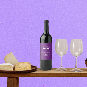 Elegant Monogram Purple Jewel Tone  Wine Label