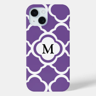 Elegant Monogram Purple Pattern iPhone 15 Case