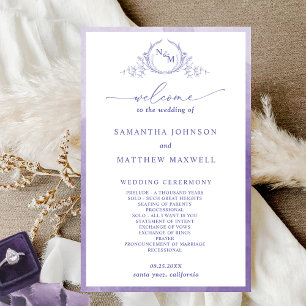 Elegant Monogram Purple Wedding Program