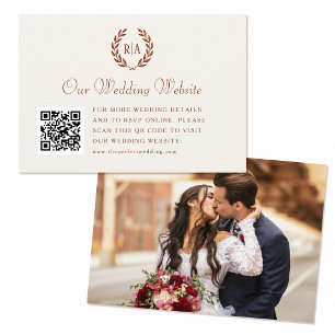 Elegant Monogram QR Code Burnt Orange Wedding Enclosure Card