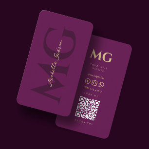 Elegant Monogram QR Code Social Professional Business Card