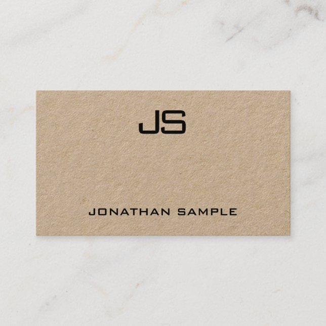 Elegant Monogram Real Kraft Paper Modern Template Business Card (Front)