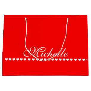 Elegant Monogram Red Large Gift Bag