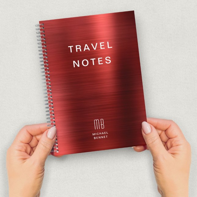 Elegant Monogram Red Travel Notebook (Elegant Monogram Red Travel Notebook)