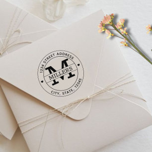 Elegant Monogram Return Address Rubber Stamp
