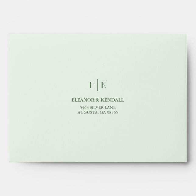 Elegant Monogram Return Address Wedding  Envelope (Front)
