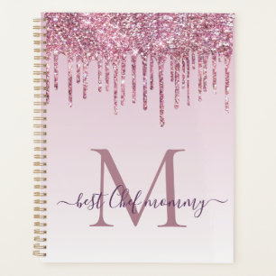 Elegant Monogram Rose Glitter Drips For Mum  Planner
