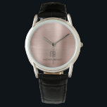 Elegant Monogram Rose Gold Brushed Metallic Watch<br><div class="desc">Personalised Elegant Monogram Rose Gold Brushed Metallic Watch.</div>
