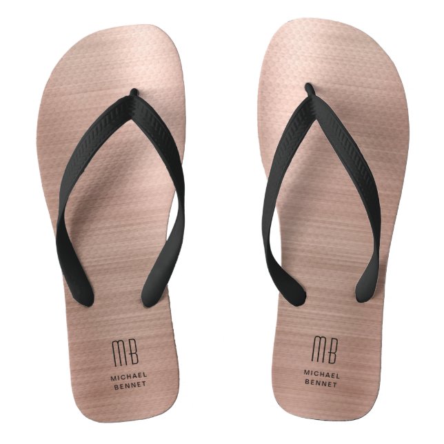 Elegant Monogram Rose Gold Jandals (Footbed)
