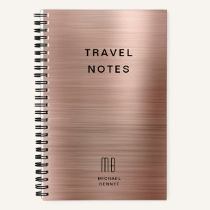 Elegant Monogram Rose Gold Travel Notebook