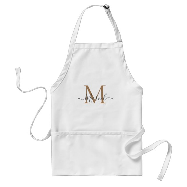 Elegant Monogram Rose pink Glitter Standard Apron (Front)