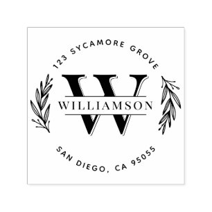 Elegant Monogram Round Family Return Address Self-inking Stamp