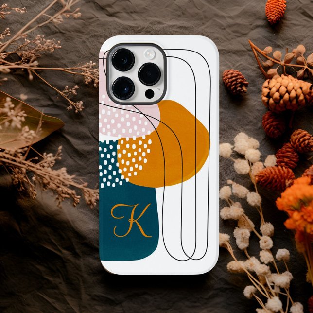 Elegant Monogram Rustic Abstract Boho Art Case-Mate iPhone Case (Creator Uploaded)