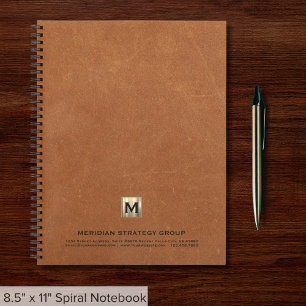 Elegant Monogram Sable Leather Print Spiral Notebo Notebook