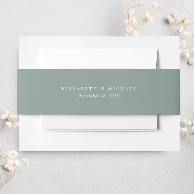 Elegant Monogram Sage Green Wedding Invitation Belly Band (Creator Uploaded)