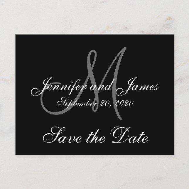 Elegant Monogram Save the Date Announcement Postcard (Front)
