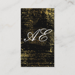 Elegant Monogram Script Gold Grunge Business Card