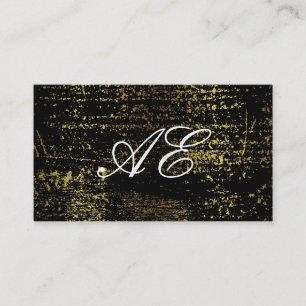 Elegant Monogram Script Gold Grunge Business Card