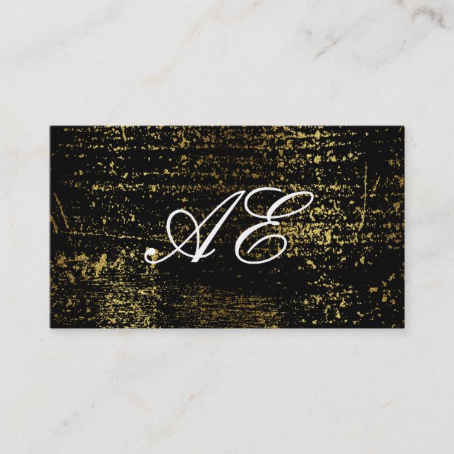 Elegant Monogram Script Gold Grunge Business Card (Front)